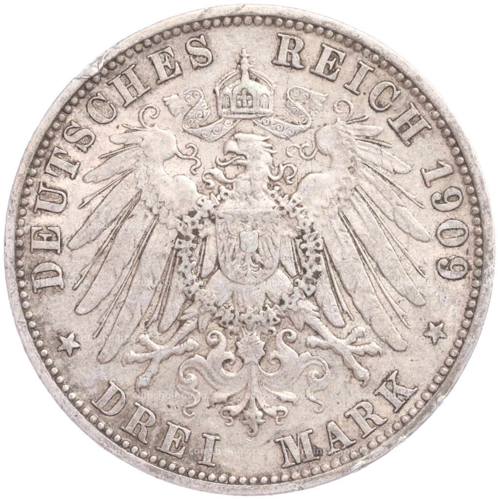 3 марки 1909 года А Германия (Пруссия)