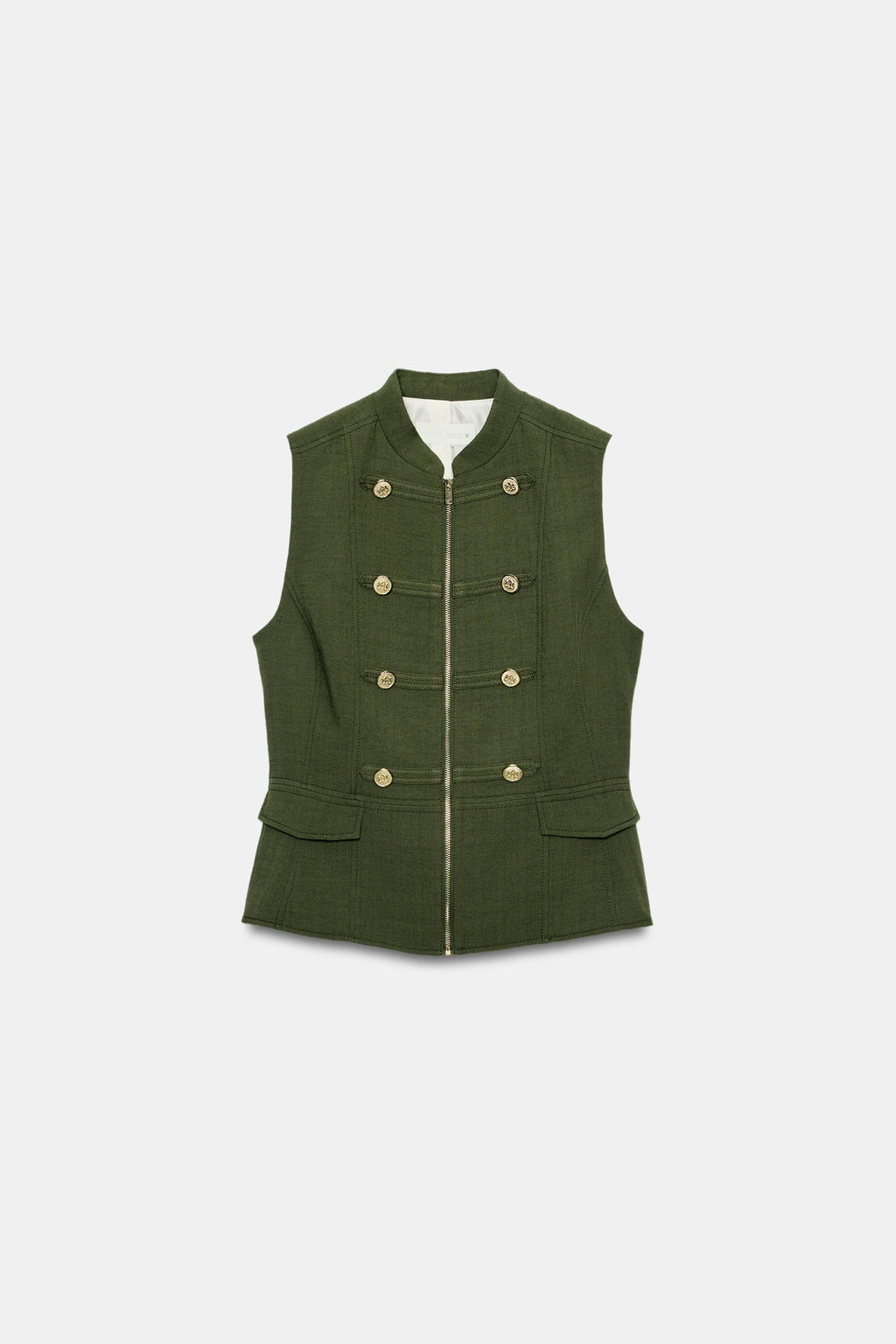 CHALECO ALAMARES CREMALLERA / Khaki oscuro - Zara фото 6