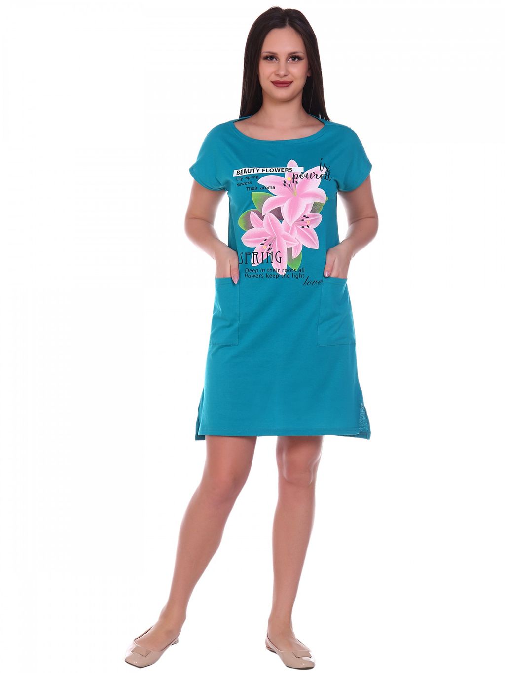 Т0207-3 Туника женская кулирка изумруд - АстраТекстиль фото 3