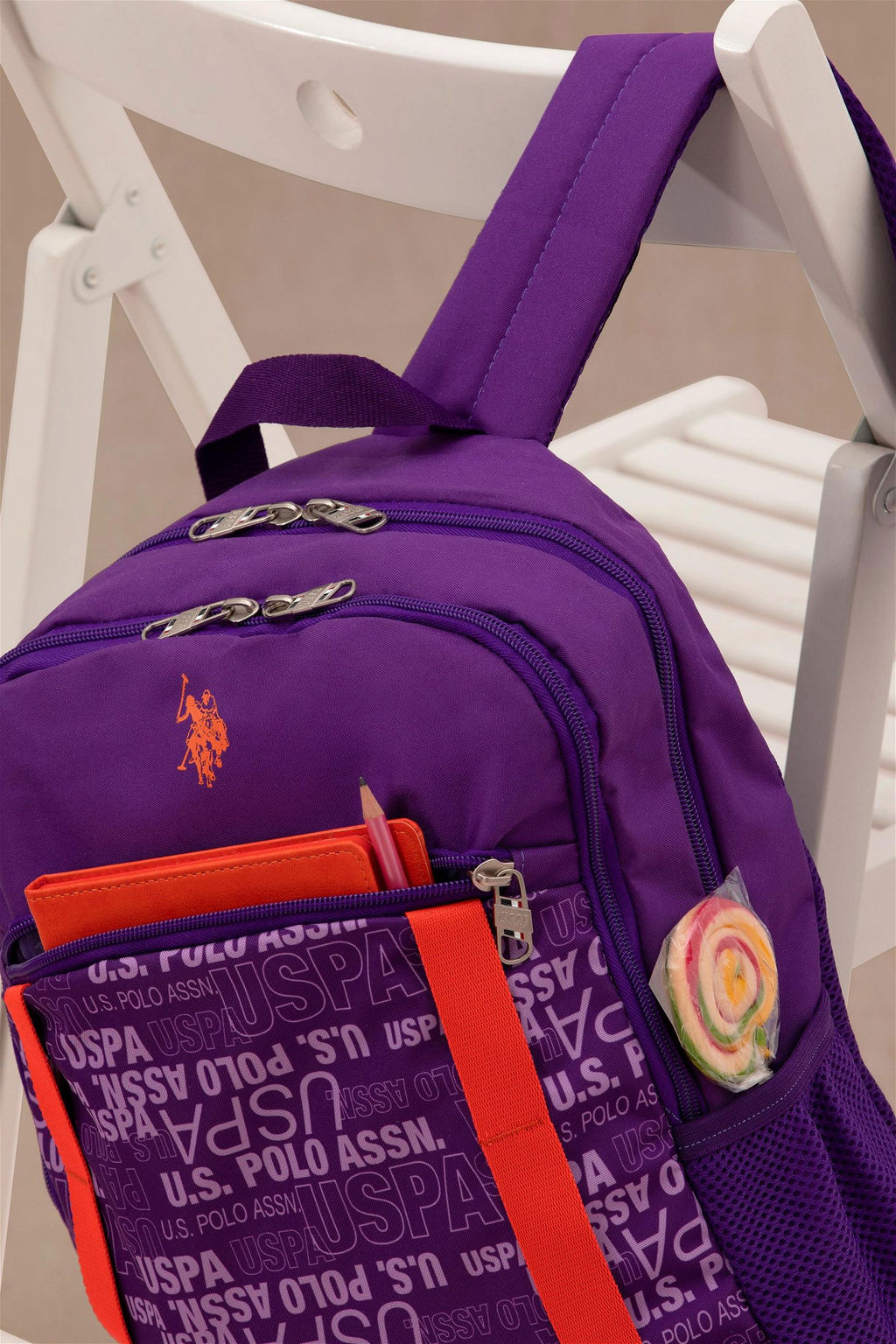 Фиолетовая школьная сумка для девочки - U.s. polo assn фото 2