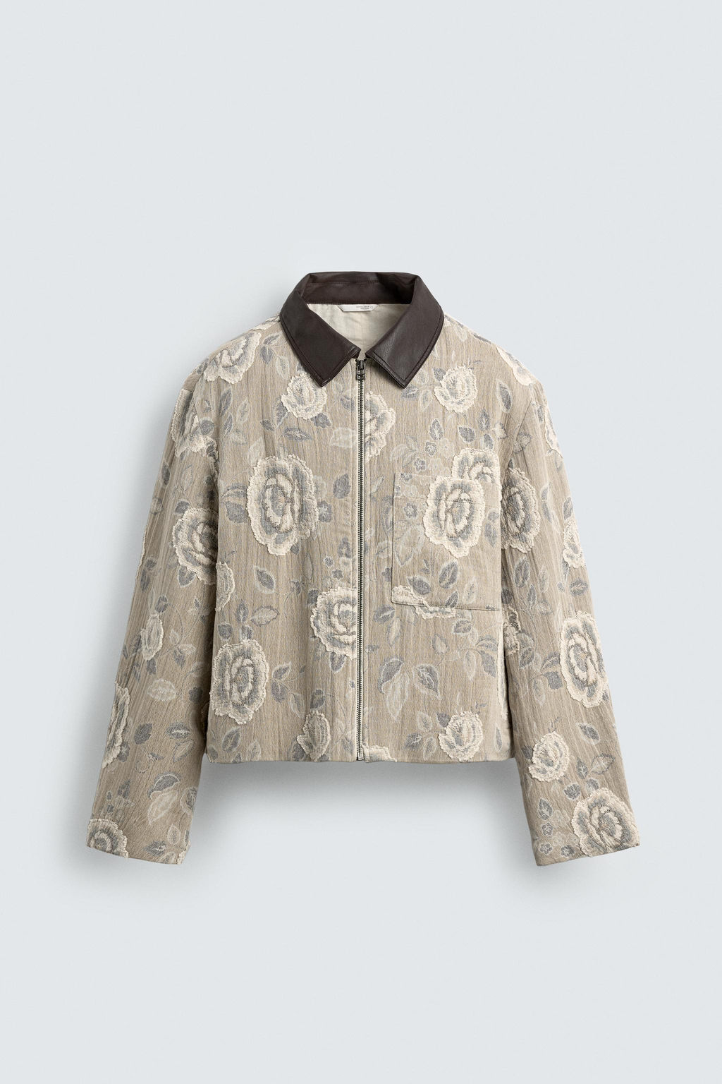 CAZADORA JACQUARD FLORAL IRREGULAR / Beige oscuro - Zara фото 8