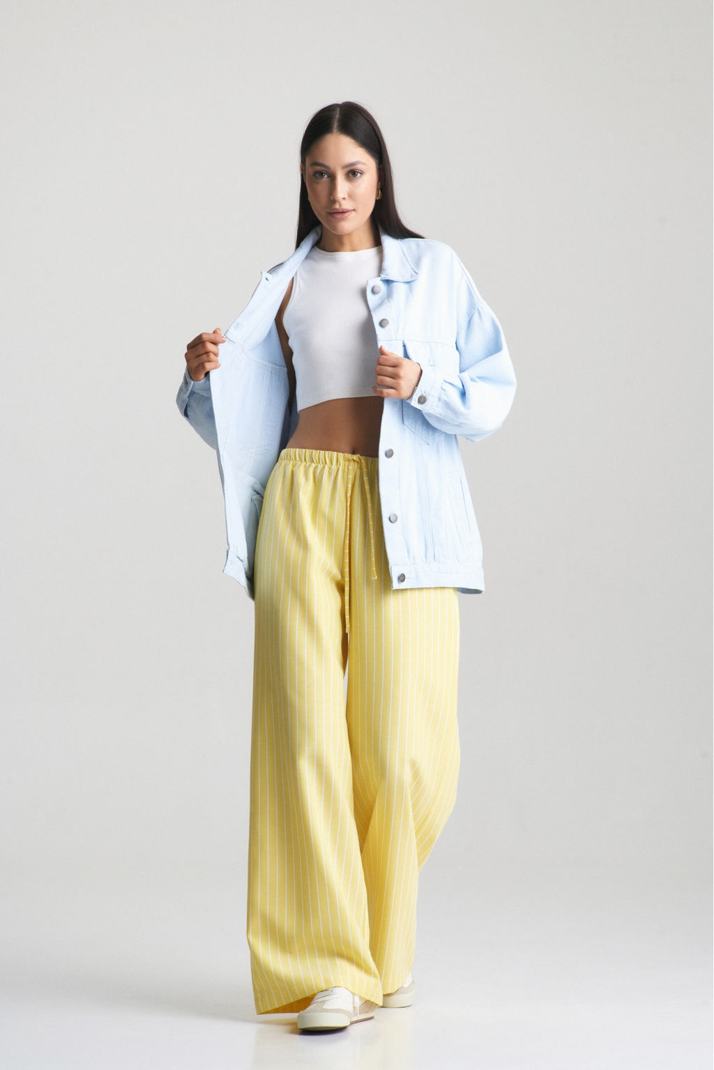 Брюки на шнурке в полоску Yellow - Erist store фото 8