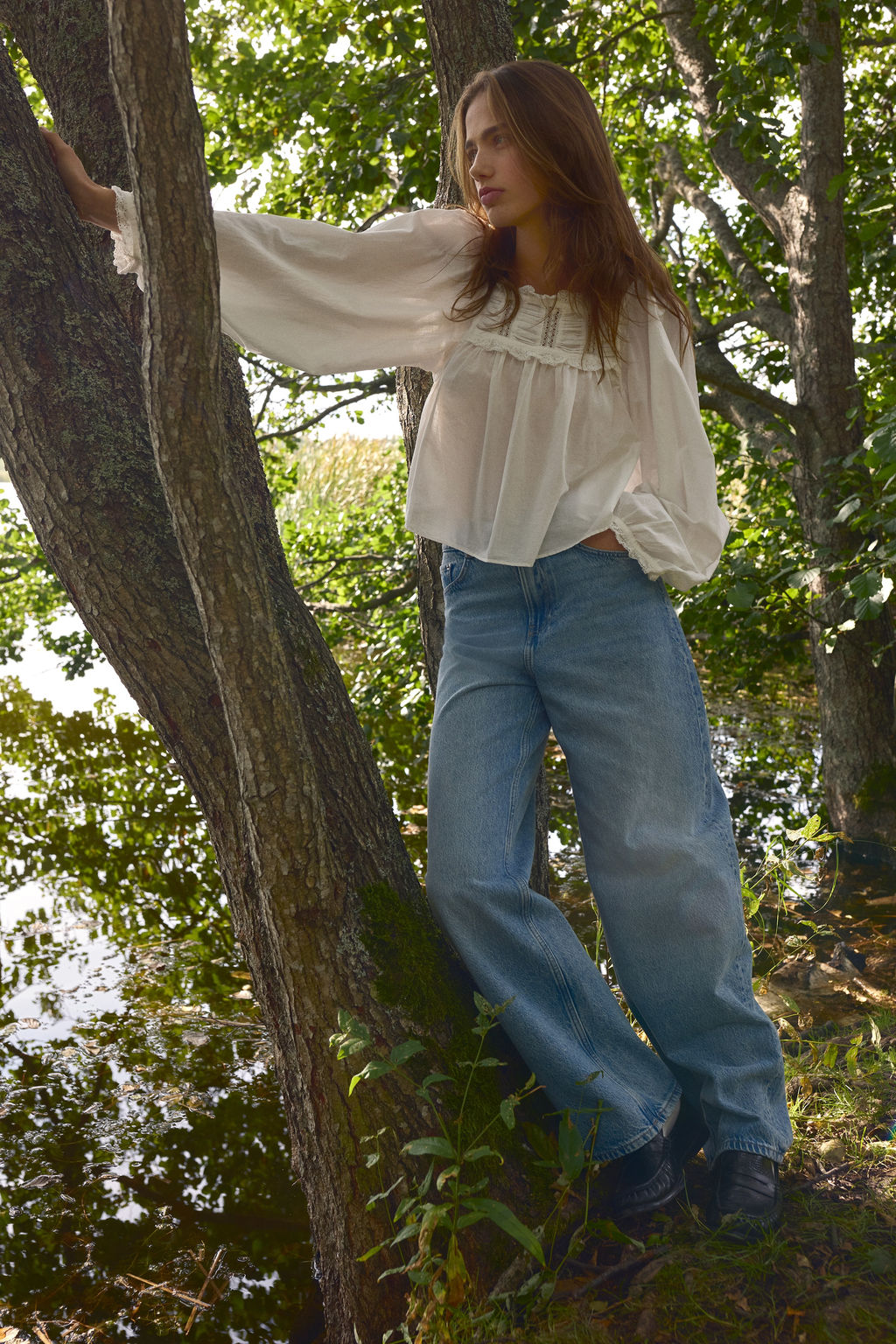 Blusa de algod?n con ribetes de encaje - H&m фото 6