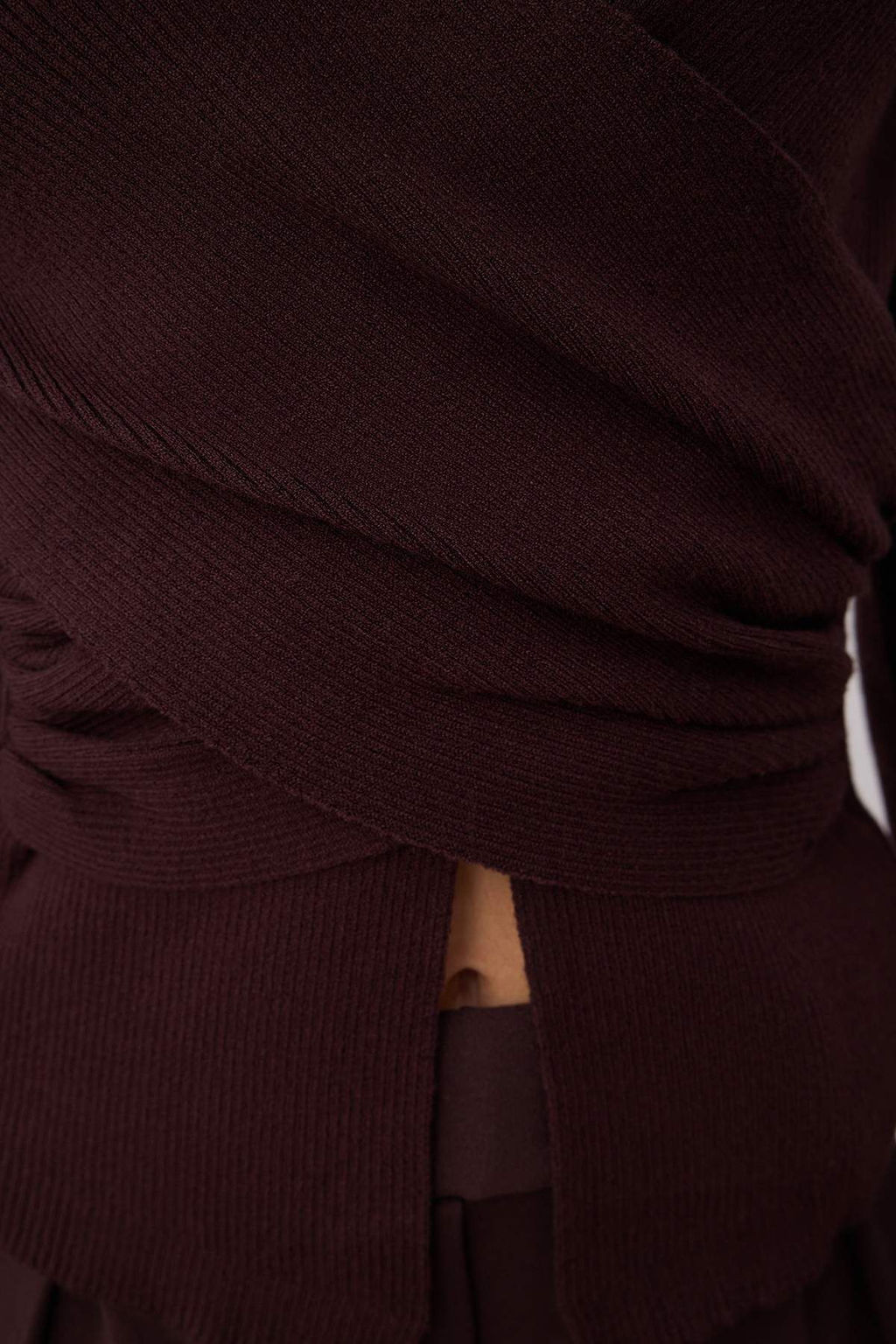 Kahverengi Premium Iplik/Ozel Iplik Fitted/Vucuda Oturan Ustu Drape Triko Kazak TWOAW26KZ00061 - Trendyolmilla фото 3