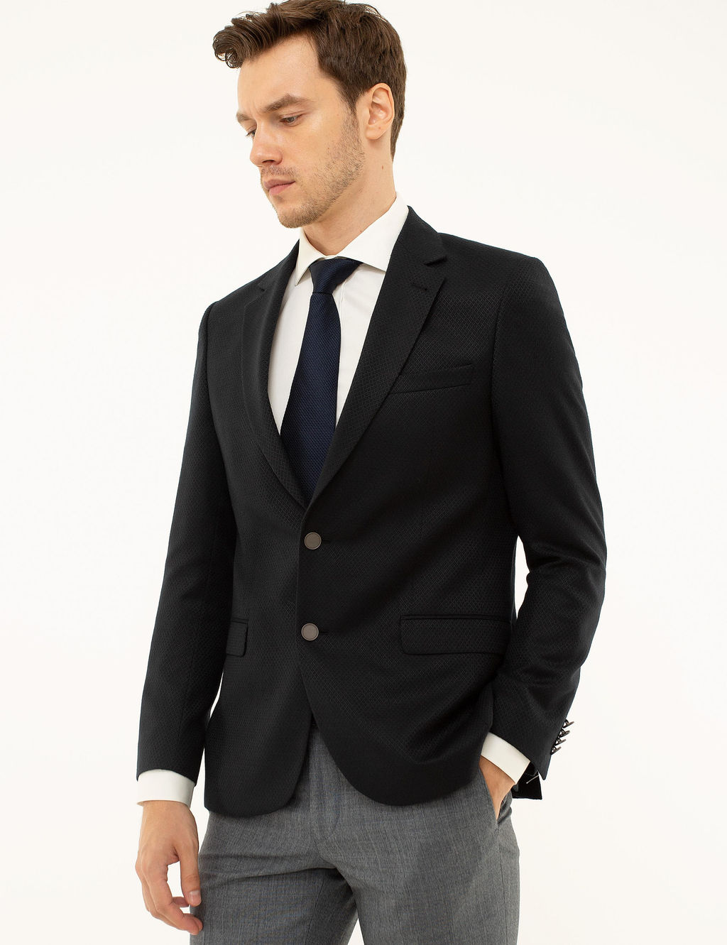 Темно-синяя приталенная куртка - Cacharel фото 9