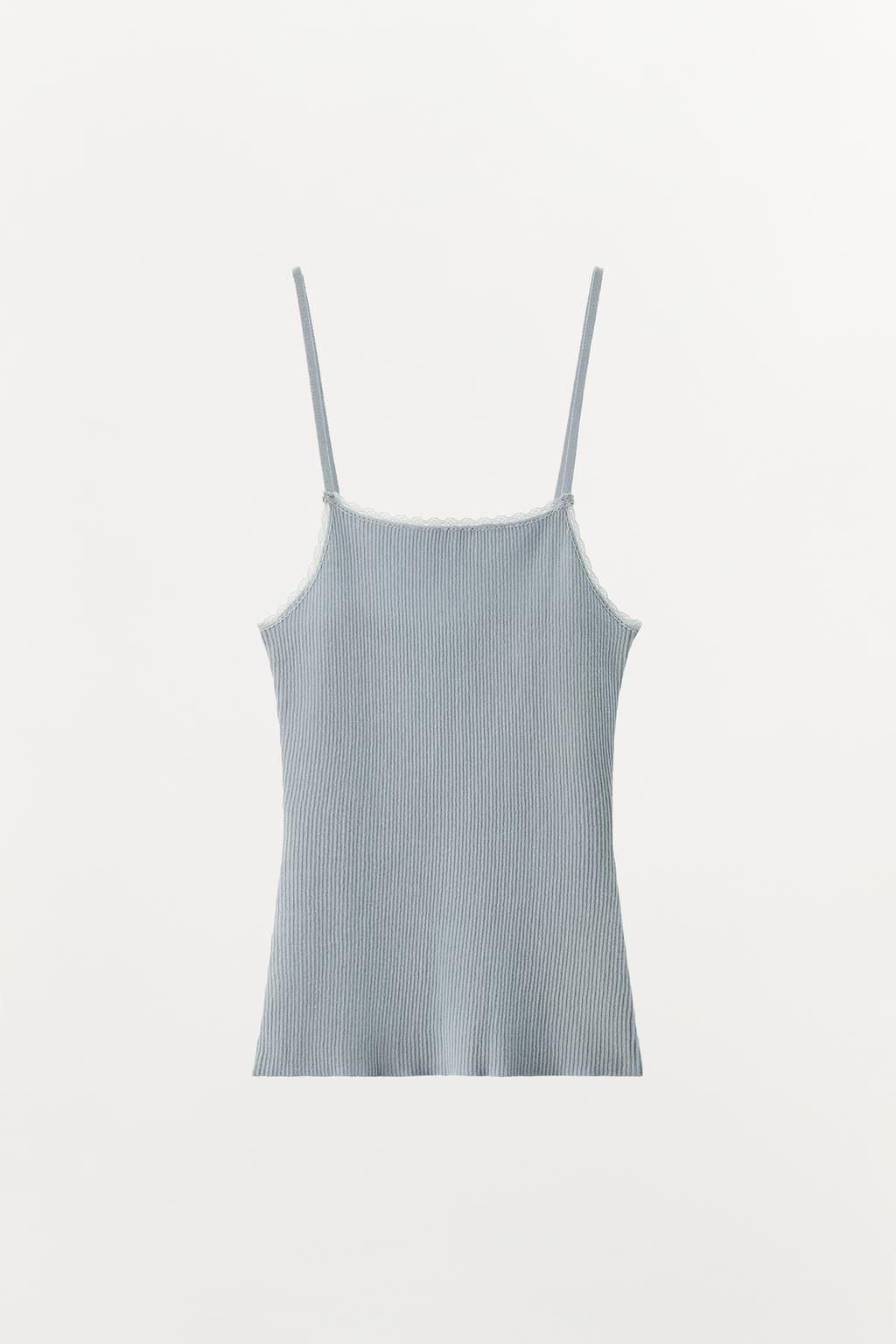 RIBBED KNIT STRAPPY TOP - Zara фото 6