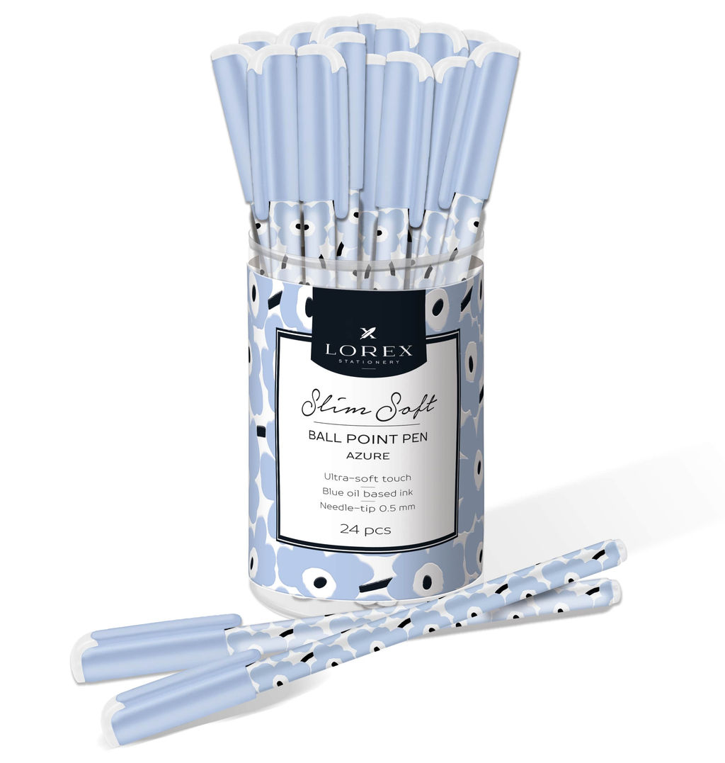 Цена за 2 шт. Ручка шариковая на масляной основе LOREX AZURE Slim Soft синяя 0,5 мм, ассорти круглый кор...