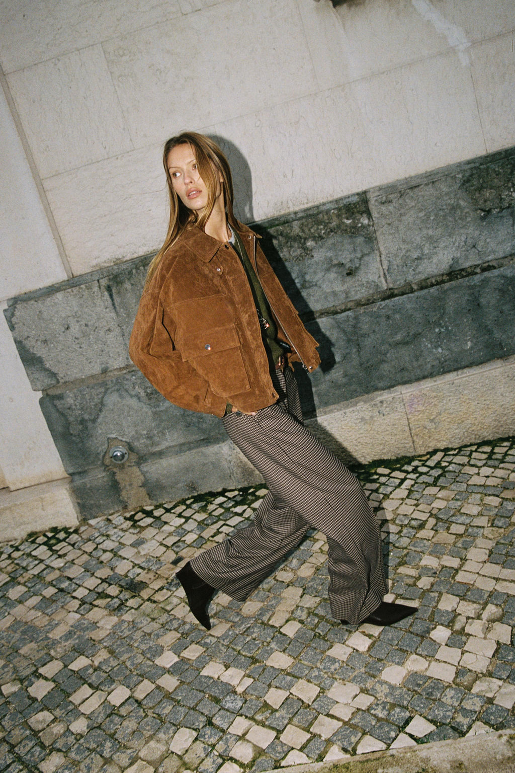 STRAIGHT CHECK TROUSERS WITH BELT - Zara фото 11