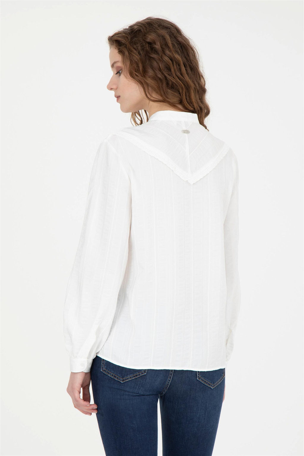 Женская белая рубашка с длинным рукавом - U.s. polo assn фото 5