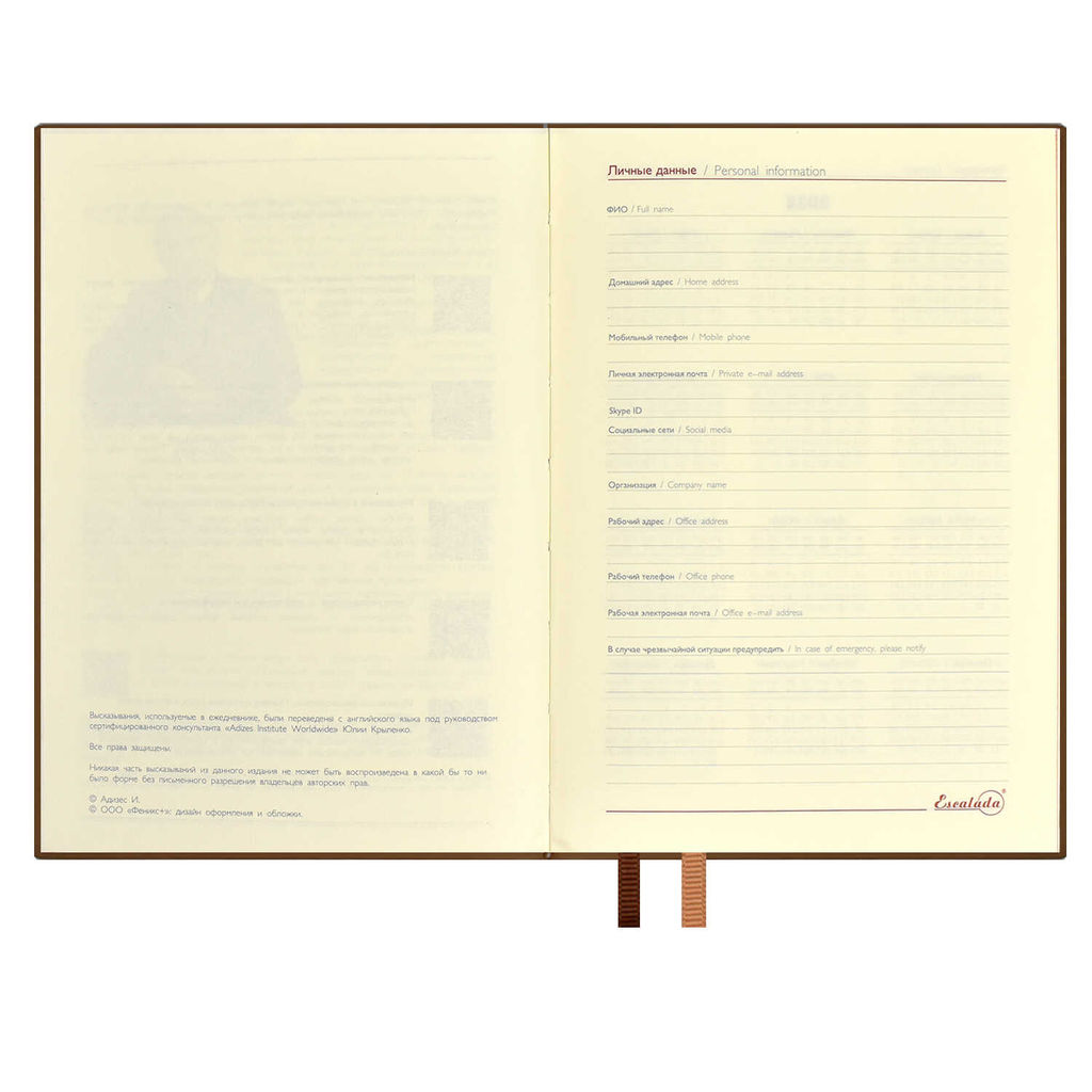 Ежедневник датированный 2024 ESCALADA, А6+, 176 л., арт. 63811/ 15 ГОУТСКИН КОРИЧНЕВЫЙ  фото 4