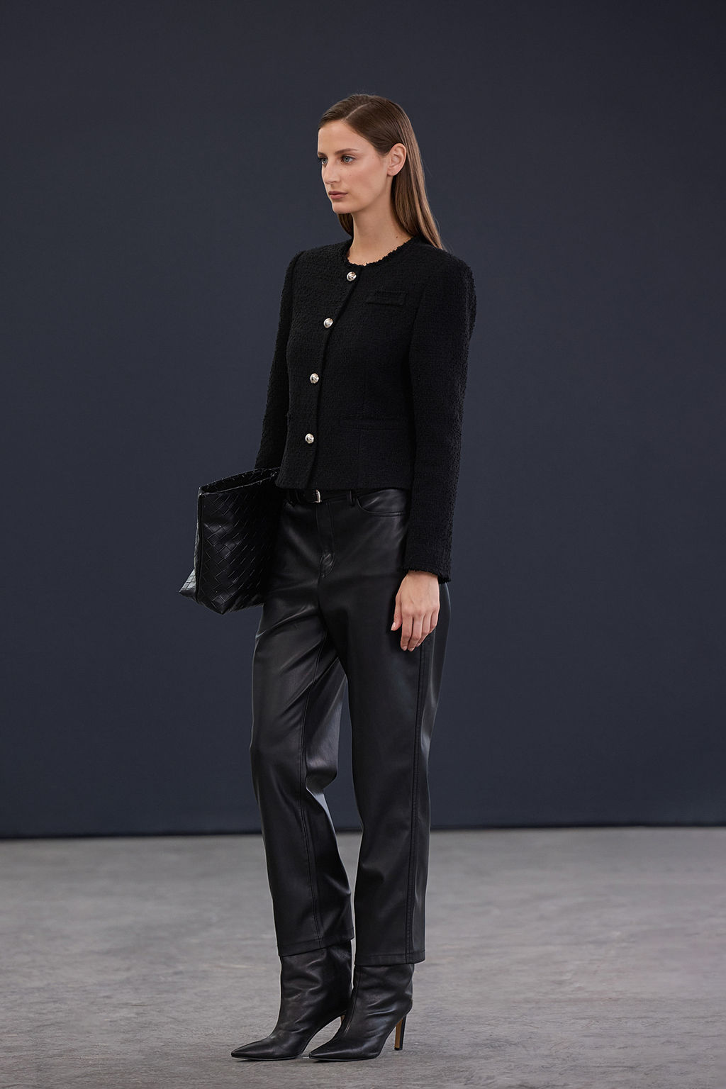 Trendyol Studio Siyah Gumus Aksesuarl? Dokuma Tuvit Ceket TWOAW26CE00079 - Trendyolmilla фото 2