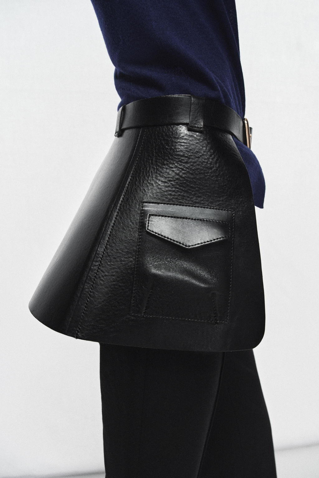 100% LEATHER SKIRT BELT WITH POCKETS - Zara фото 8