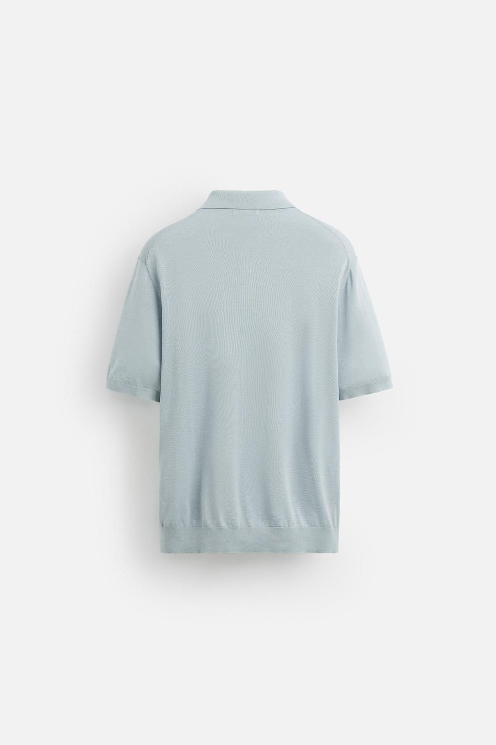 COTTON/SILK KNIT POLO SHIRT - Zara фото 8