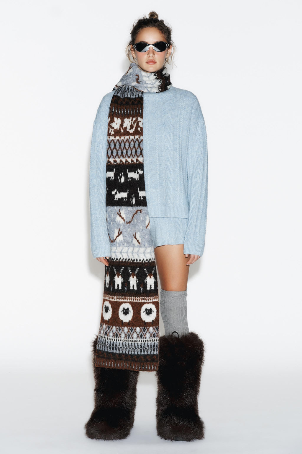 80% WOOL CABLE KNIT SHORTS SKI COLLECTION - Zara фото 9