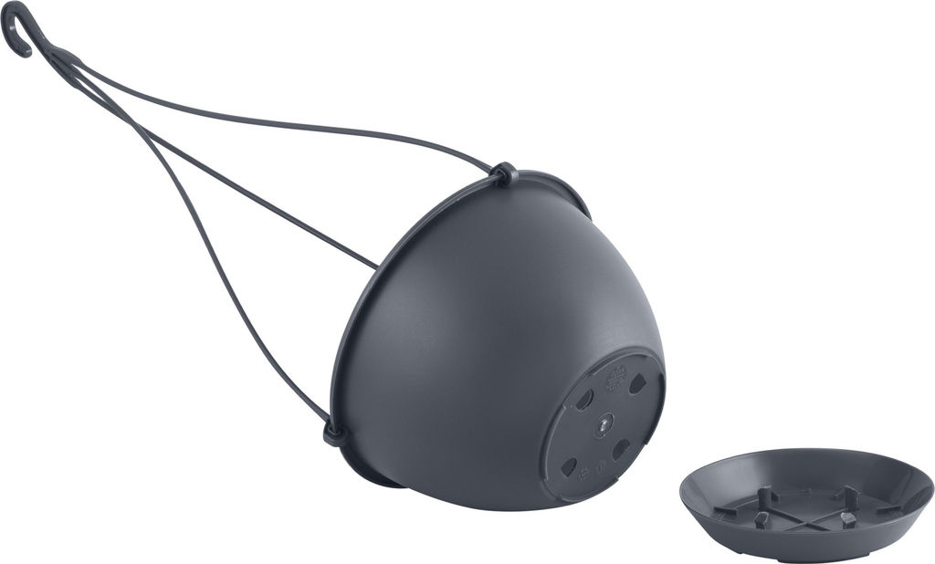 Цена за 2 шт. Горшок подвесной c фиксируемым поддоном InGreen Athena 1,5 Л, вулканический серый IG146010026