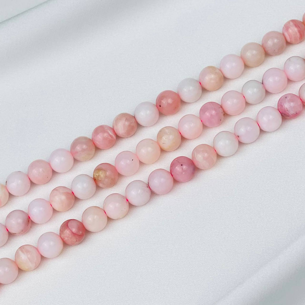 Бусины для украшений из розового Опала (48 бусин) 39 см