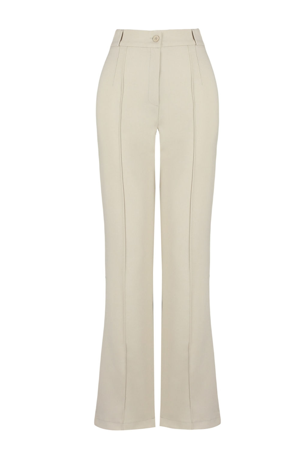 Vizon Straight/Duz Kesim Yuksek Bel Nervur Dikisli Dokuma Pantolon TWOSS21PL0093