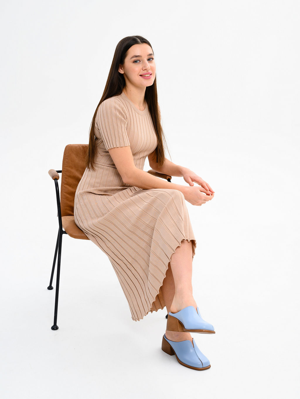 Сабо 5200.23663br.Голубая виктория+коричневый