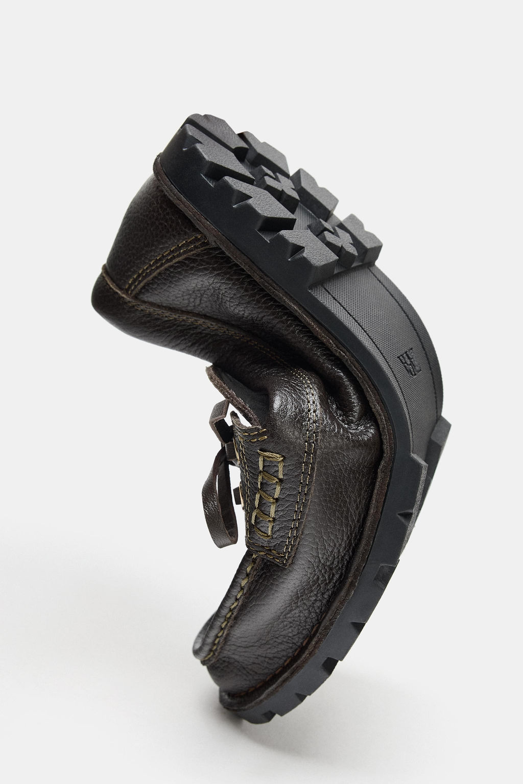 LEATHER DECK SHOES WITH CLEATED SOLE - Zara фото 8