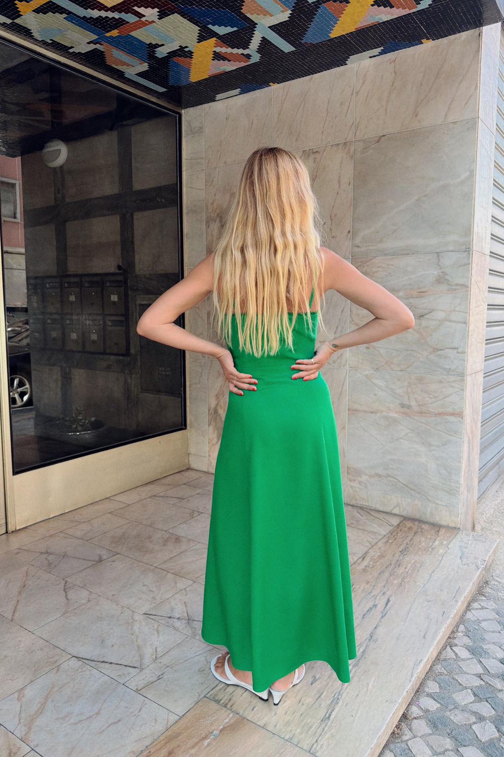 VESTIDO MIDI TIRANTES CON LINO / Verde - Zara фото 4