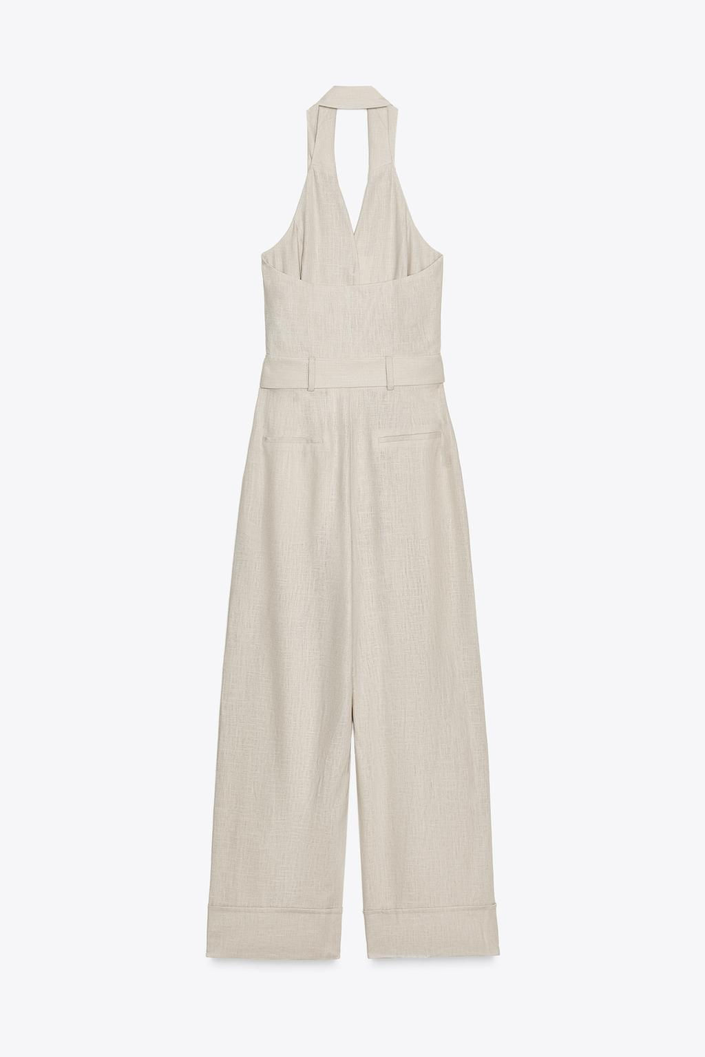 HALTER NECK JUMPSUIT WITH LINEN BLEND - Zara фото 5