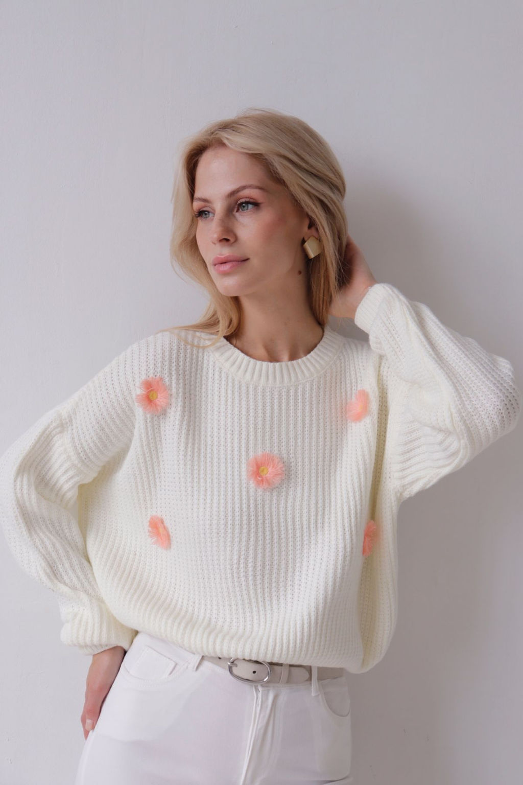 9837 Джемпер белый с цветами - Martichelli фото 7