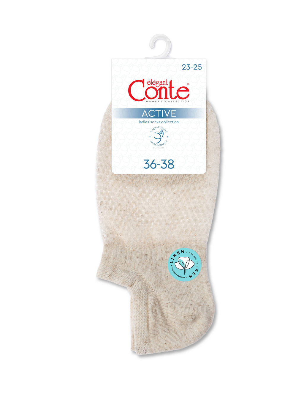 Цена за 2 пары .CONTE ACTIVE Короткие носки со льном и ажурным рисунком сетка бежевый - Conte elegant фото 2