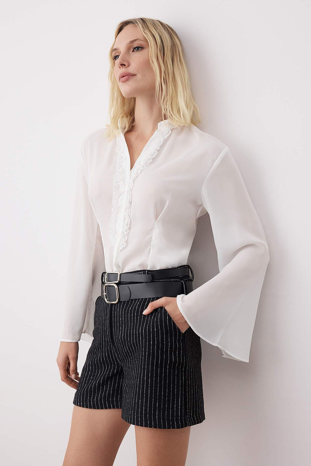 Antrasit Kase Cift Kemerli City Boy Sort & Bermuda TWOAW26SR00017 - Trendyolmilla фото 2