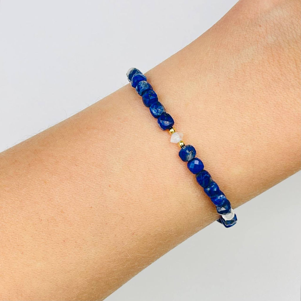 Браслет из Лазурита и Лунного камня - Радуга самоцветов фото 2