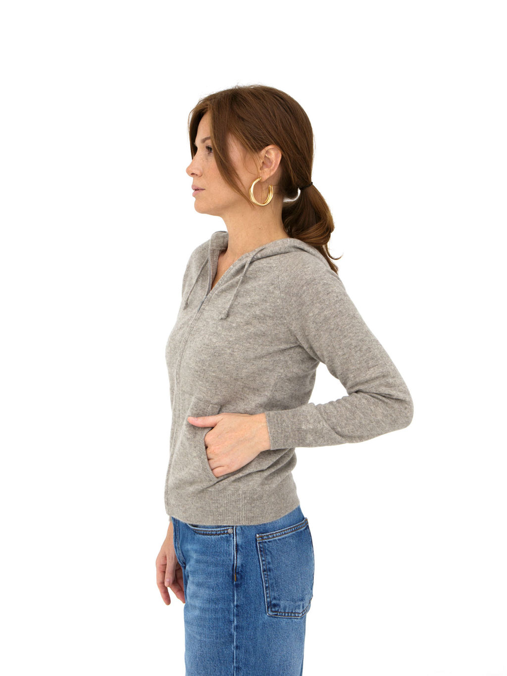 Джемпер из пуха яка и кашемира с капюшоном 4204 серый