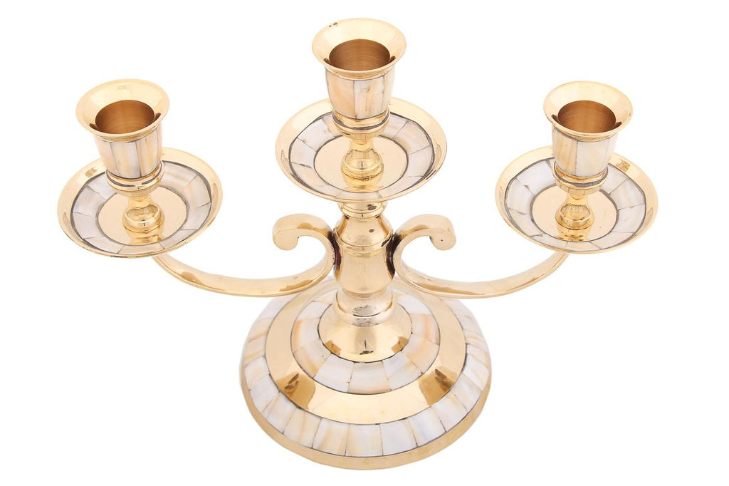 Подсвечник на перламутром на 3 свечи № П4014 - Ганг фото 2