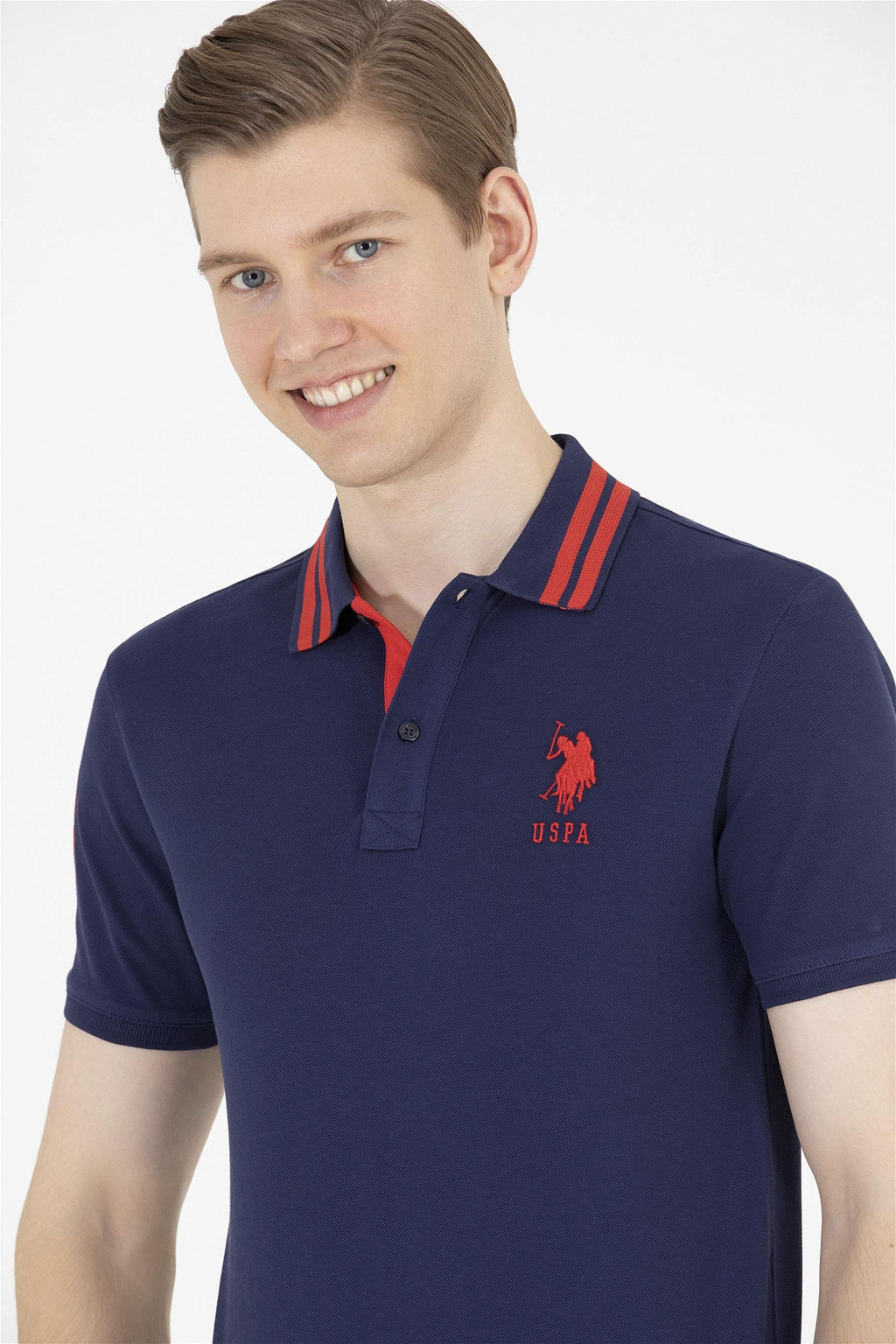 U. S. Polo Assn Мужская темно-синяя базовая футболка с воротником-поло - U.s. polo assn фото 9