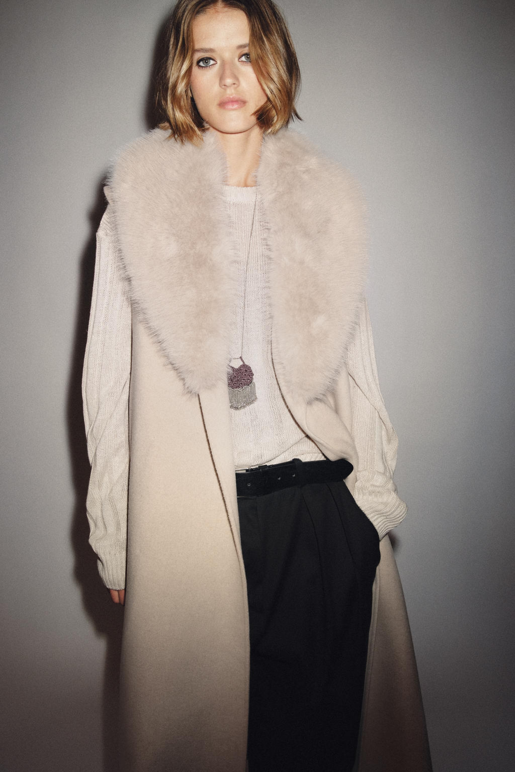 ZW COLLECTION FAUX FUR COLLAR WAISTCOAT - Zara фото 7