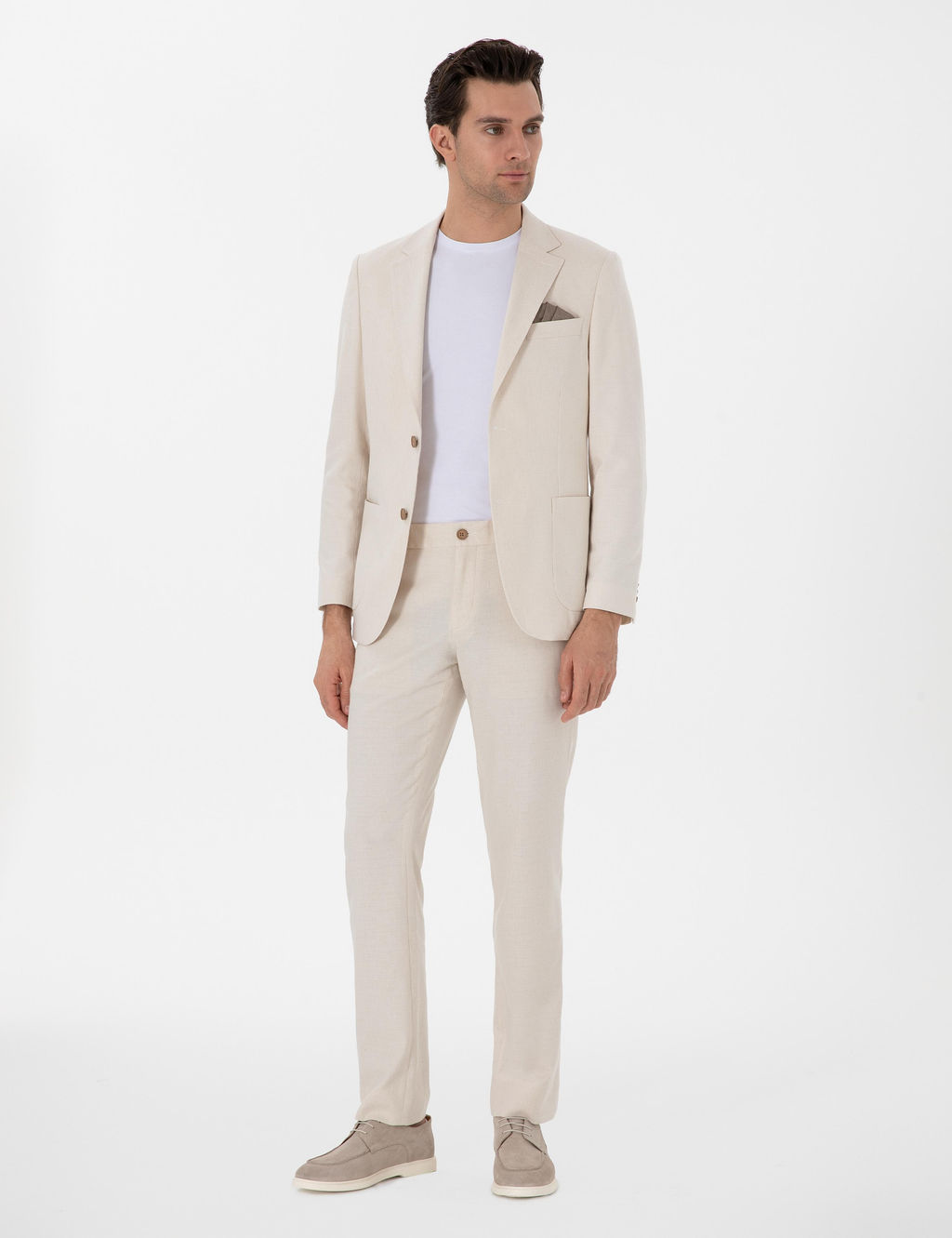 Ekru Slim Fit Tak_m Elbise - Cacharel фото 4