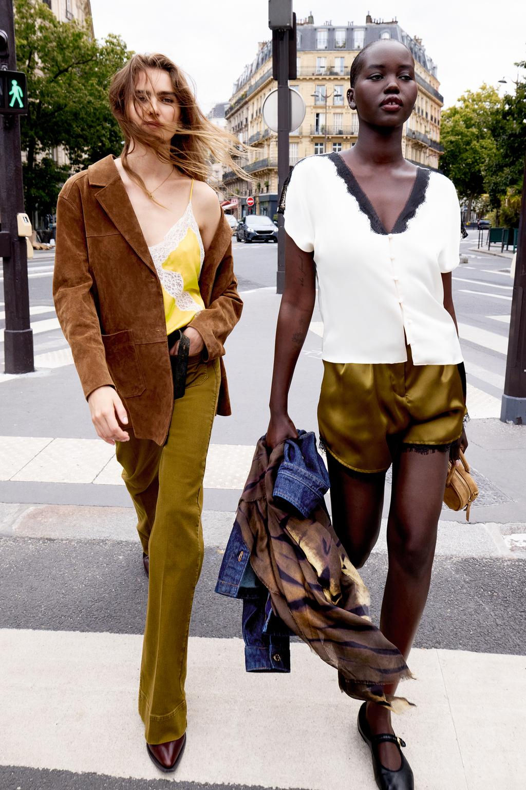 SATIN BERMUDA SHORTS WITH LACE TRIM - Zara фото 2