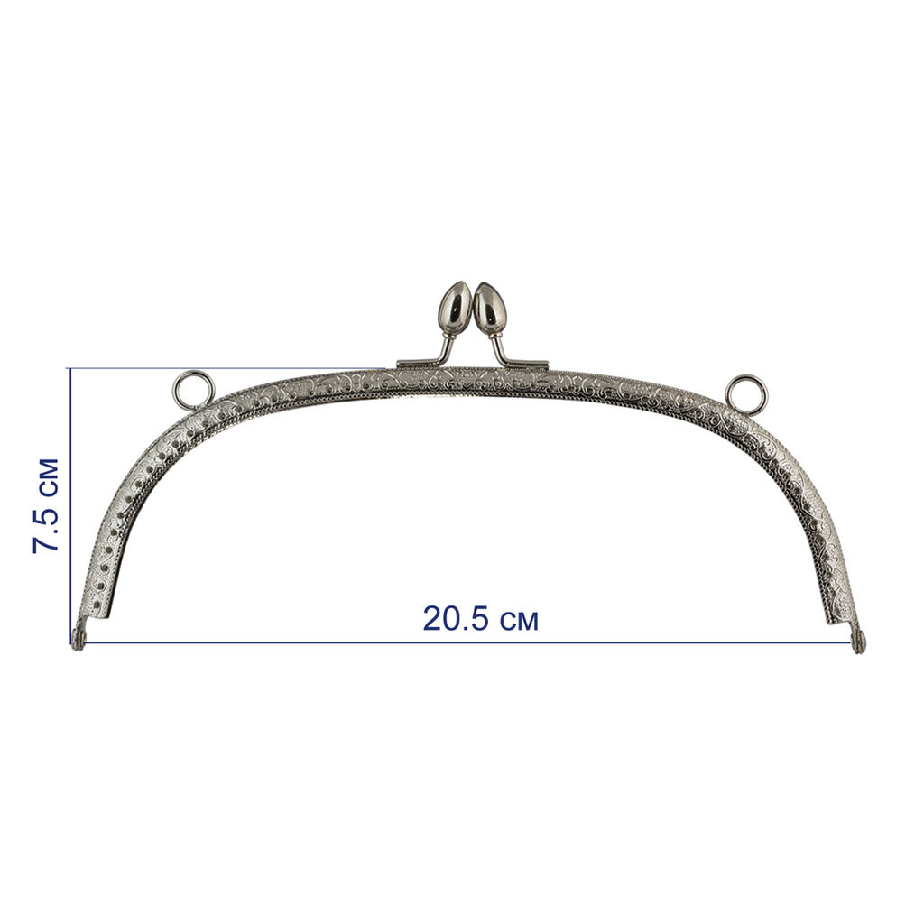 Gamma FER-09 Застежка для сумки фермуар 20.5 x 7.5 см 5 х 1 шт. №01 под серебро