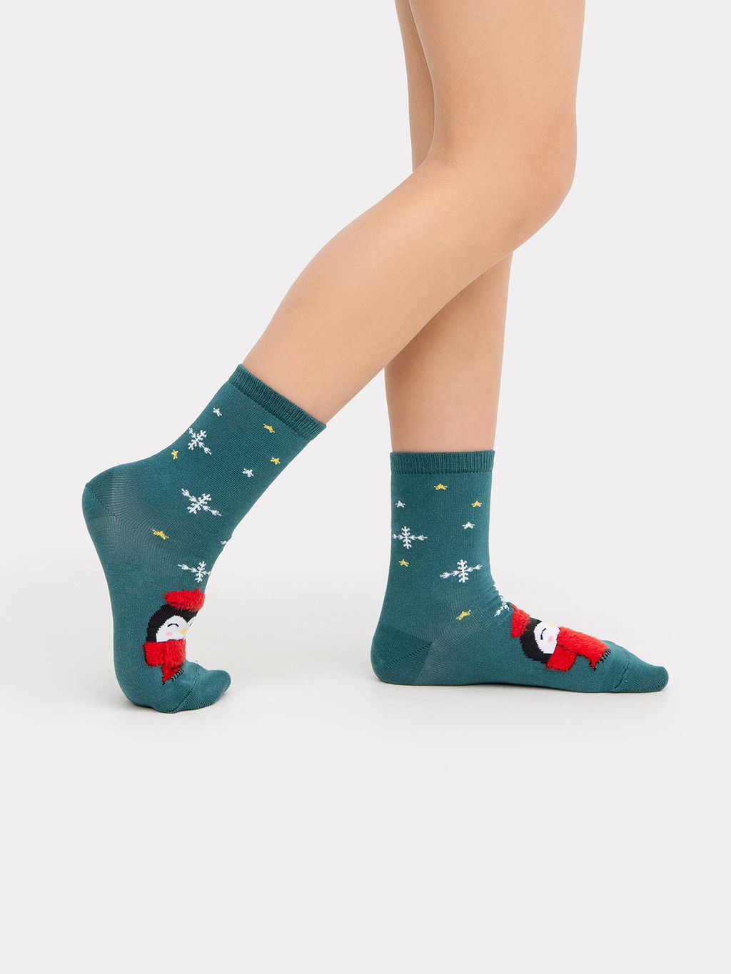 Цена за 5 пар! Носки детские малахитово-зеленые с рисунком в виде зайцев - Mark formelle фото 2