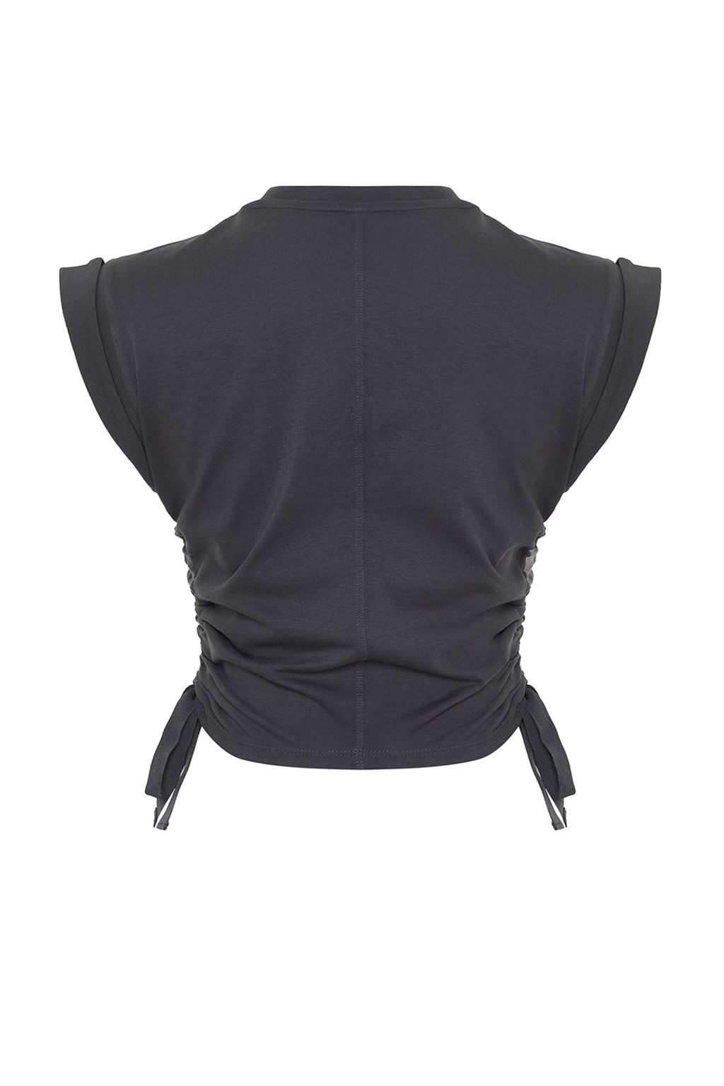 TRENDYOLMILLA Antrasit %100 Pamuk Buzgu Detayl? Crop Yarasa Kol Orme T-Shirt TWOSS24TS00026  фото 16