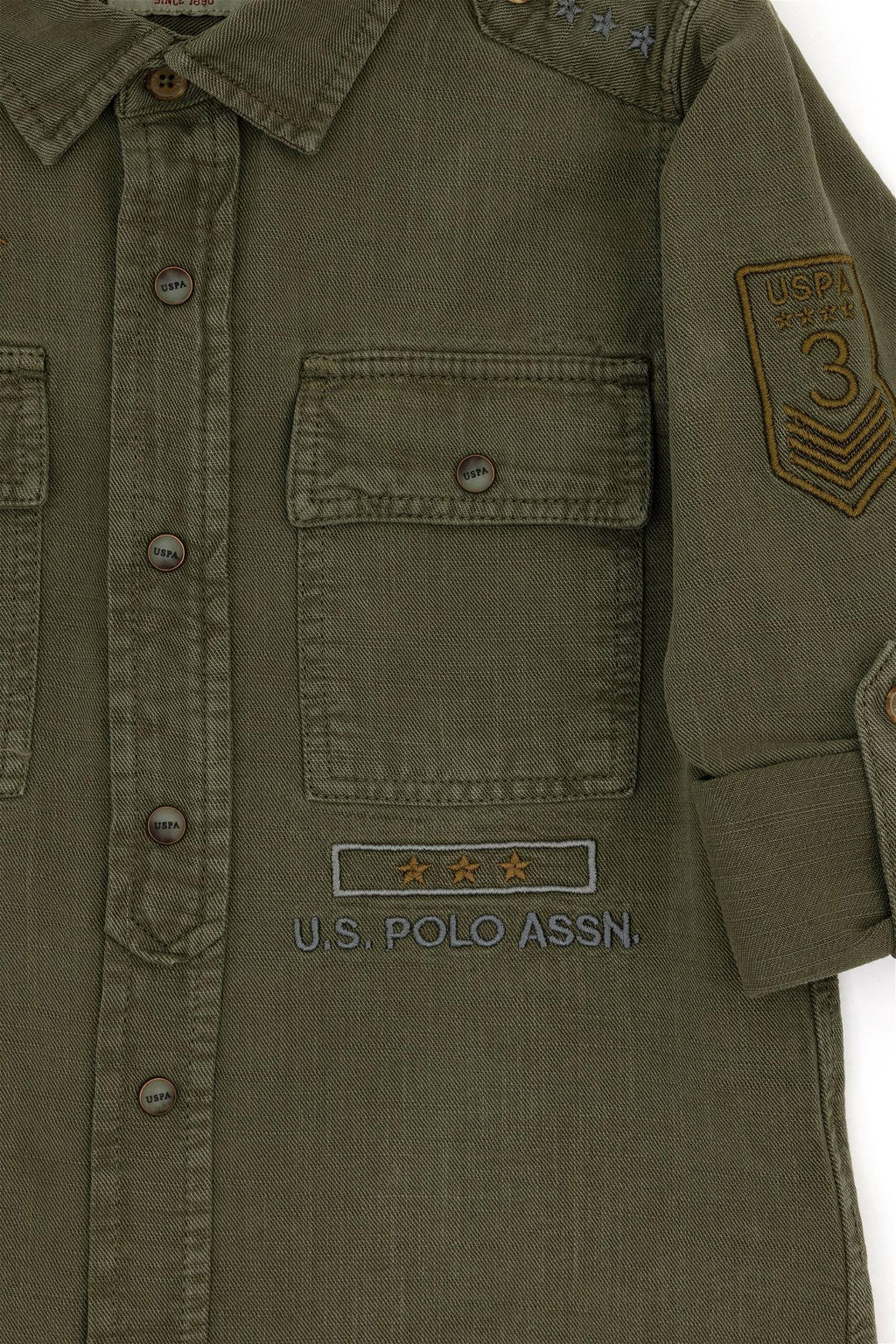 Рубашка цвета хаки с длинным рукавом для мальчика - U.s. polo assn фото 8