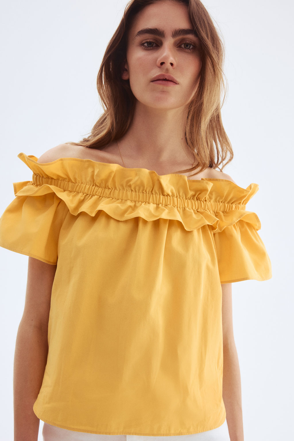 Blusa off-the-shoulder con escote de volante - H&m фото 4