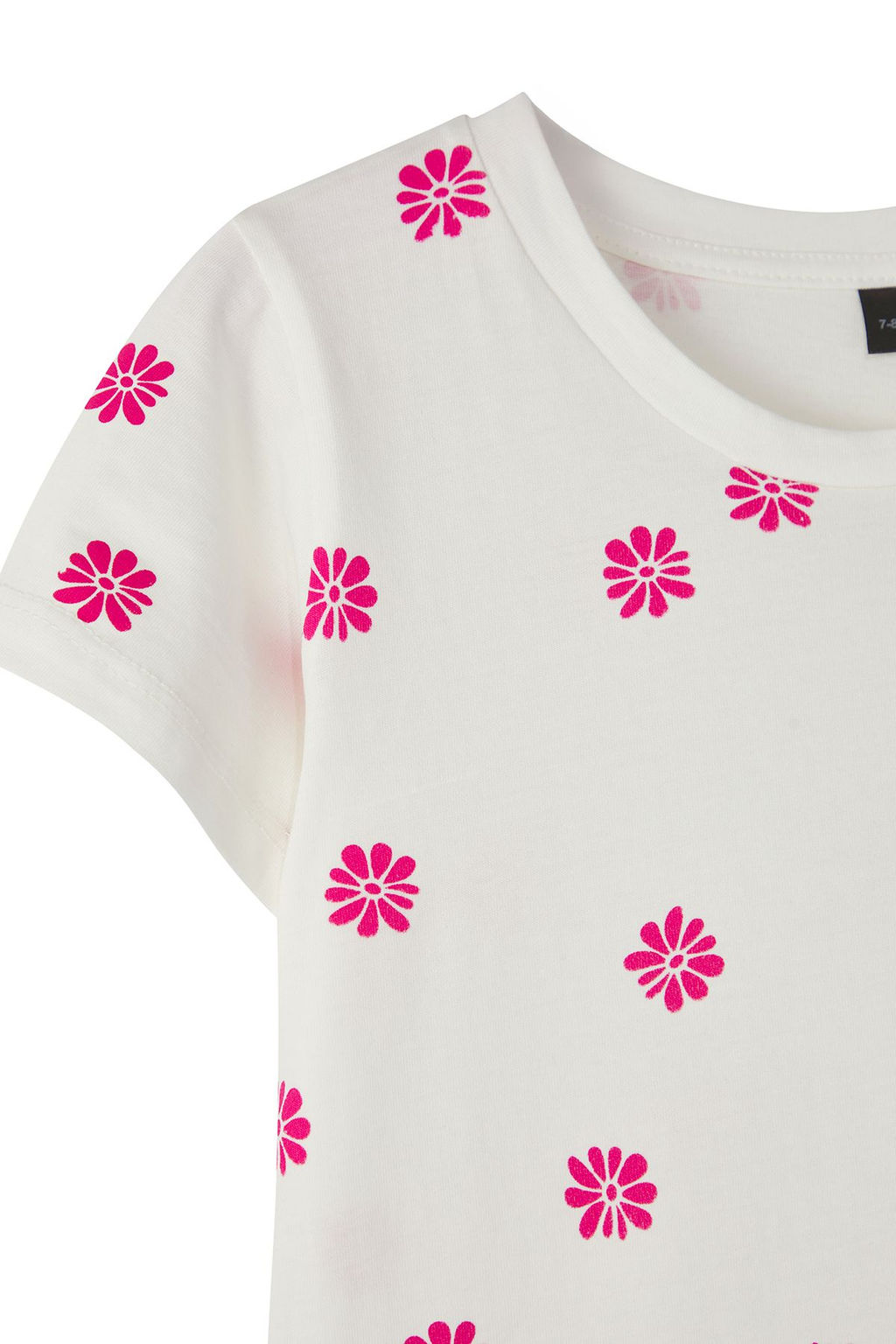 Fusya-Ekru 2li K?z Cocuk %100 Pamuk Cicekli K?sa Kol Orme T-Shirt TKDSS25TS00092 - Trendyolmilla фото 2