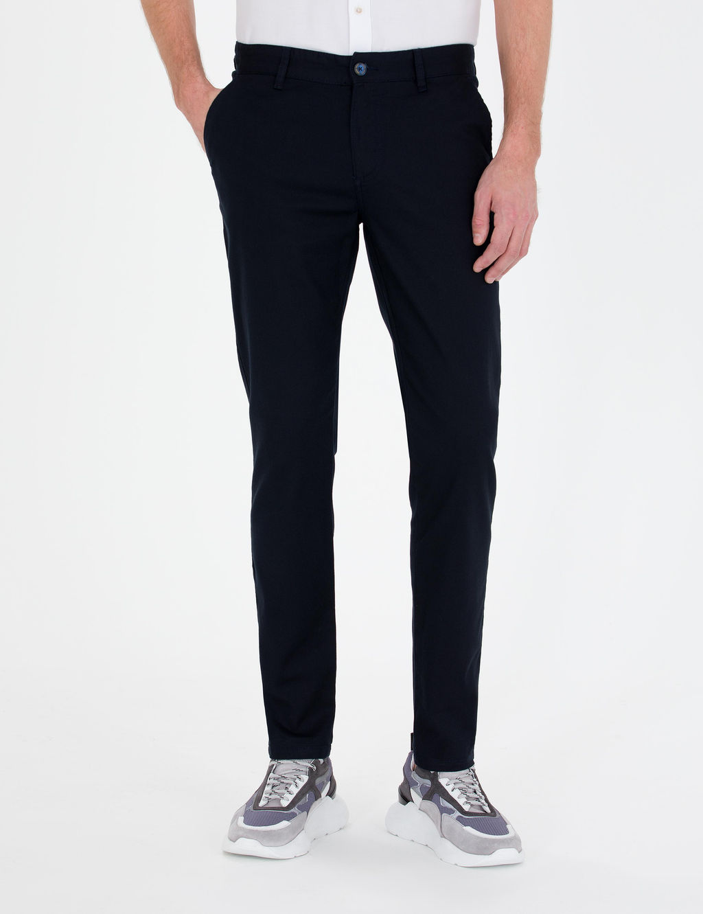 Lacivert Slim Fit Kanvas Pantolon