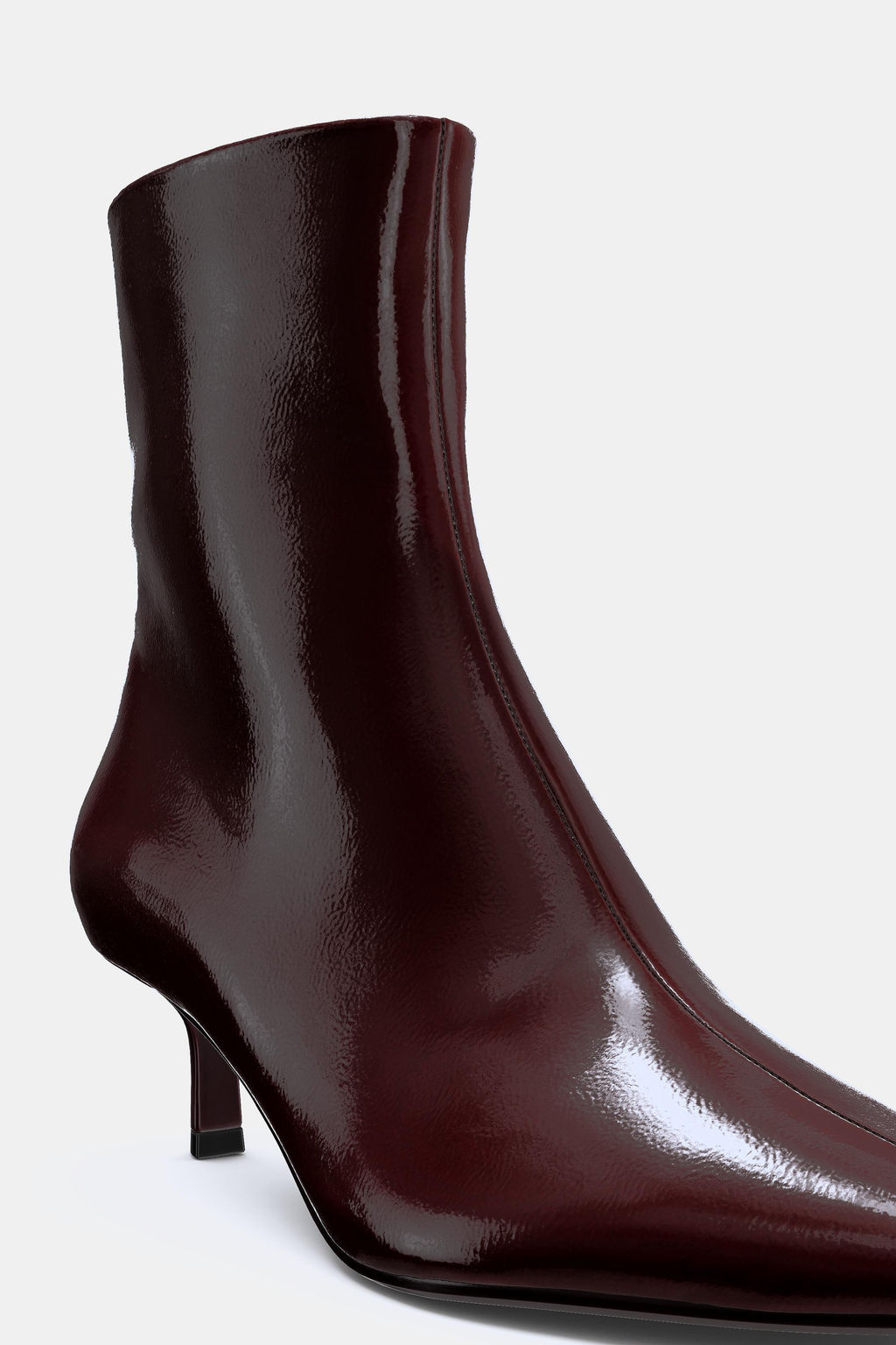 FAUX-PATENT KITTEN HEEL ANKLE BOOTS - Zara фото 8
