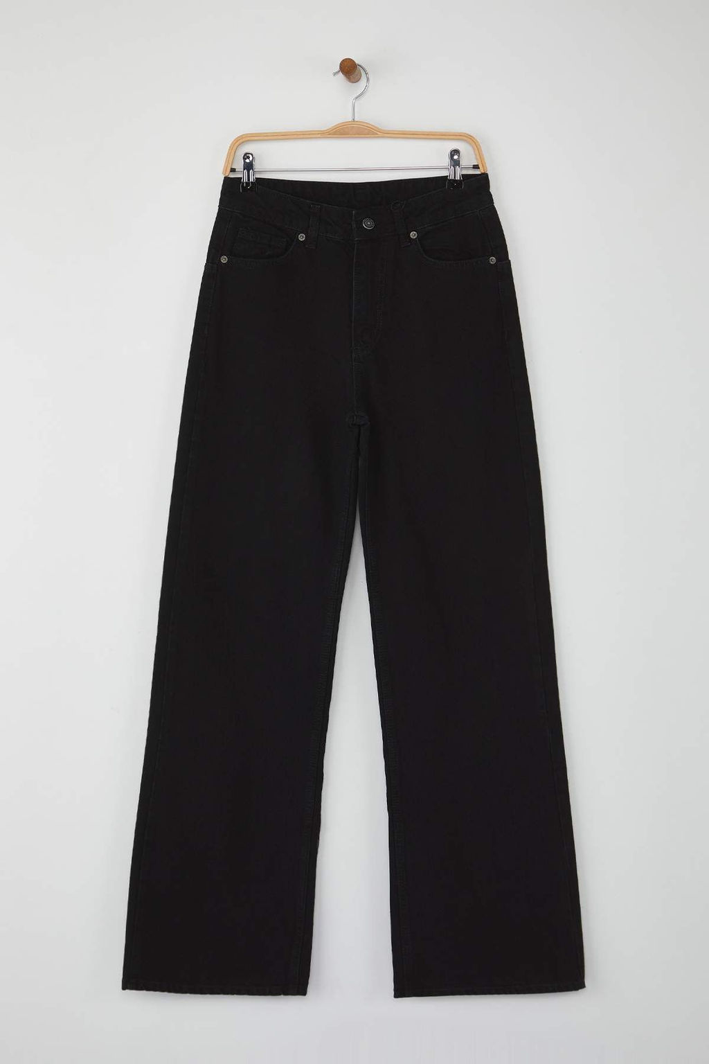 Siyah Yuksek Bel Kusgozu Baglama Detayl? Wide Leg Palazzo Jeans TWOAW26JE00128 - Trendyolmilla фото 5