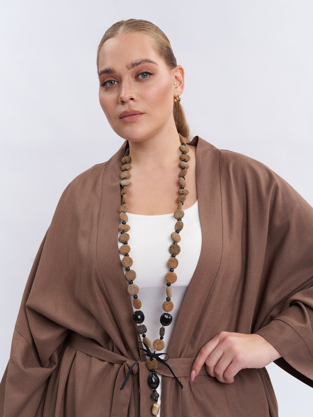 Кардиган льняной длинный TKA04052BEG18