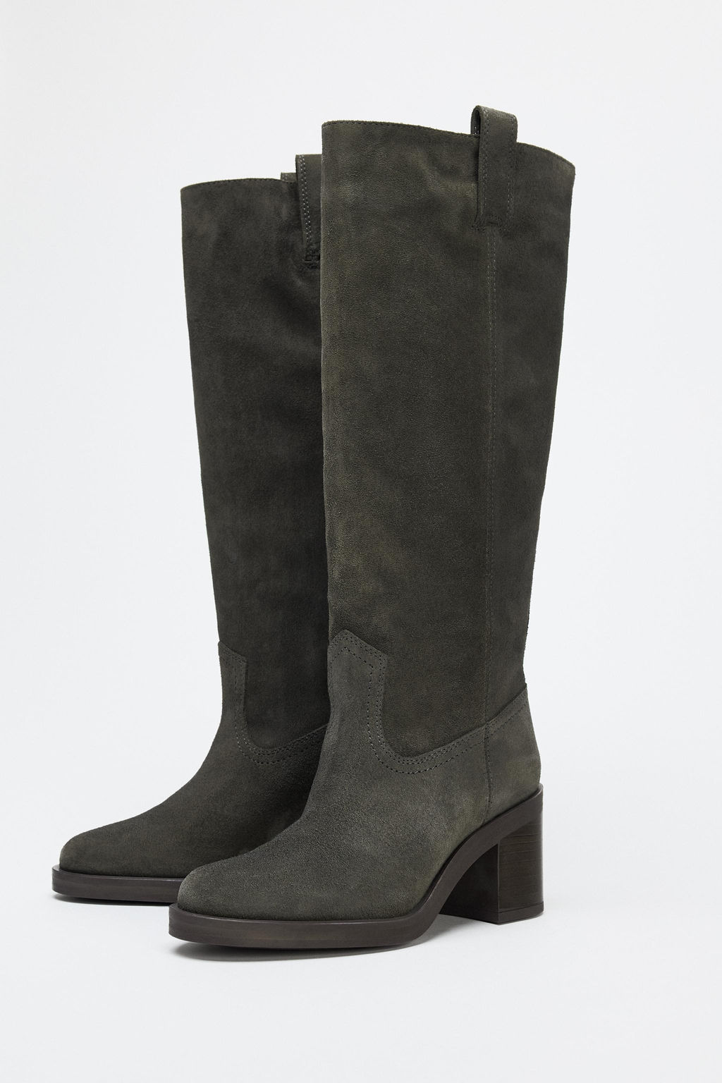 SPLIT SUEDE HEELED KNEE-HIGH BOOTS - Zara фото 4
