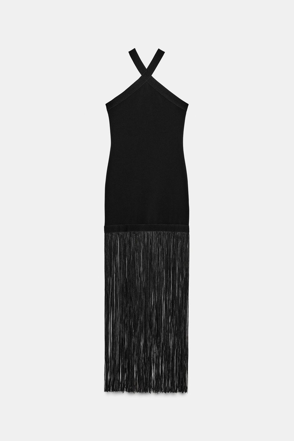 STRETCH LONG DRESS WITH FRINGING - Zara фото 9