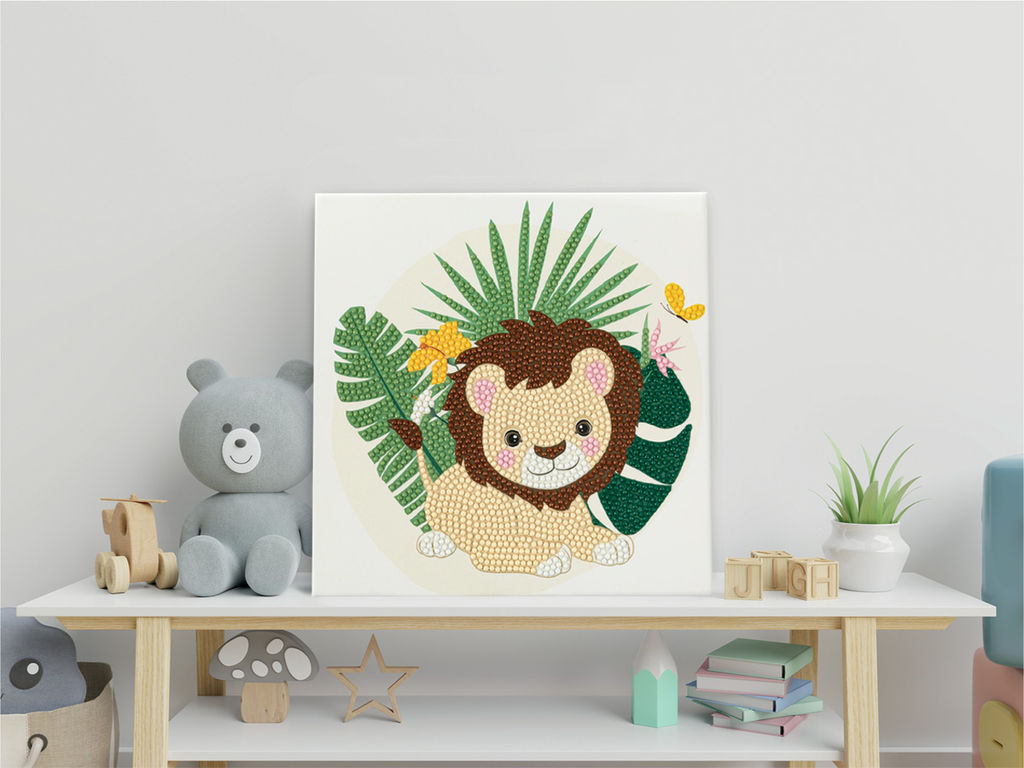 Кристальная (алмазная) мозаика ФРЕЯ ALBP-307 постер Милый львёнок 20 х 20 см