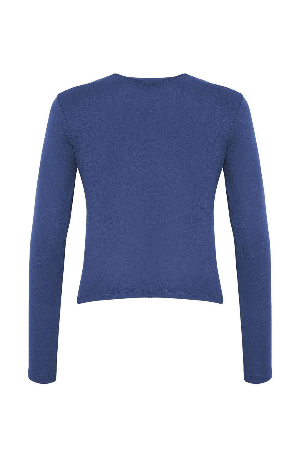 Indigo Premium Viskon Bisiklet Yaka Crop Esnek Orme Bluz TWOAW24BZ00116