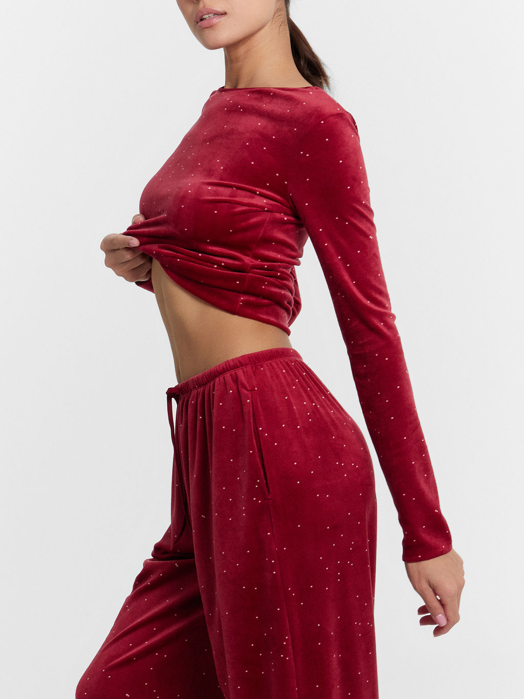 Комплект домашний женский велюровый бордовый - Mark formelle фото 9